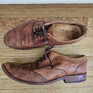 Bed Stu cobbler series brown distressed wing tip oxfords dress shoes leather 10